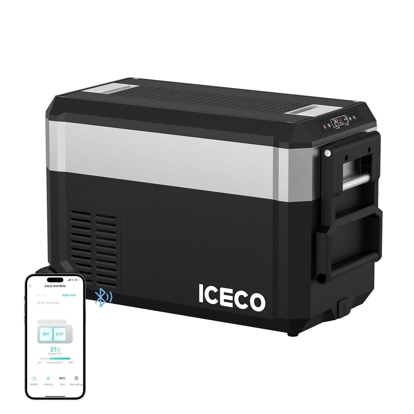 JP40 PRO Single Zone Portable Freezer With Cover - Silver | ICECO | 40 LT