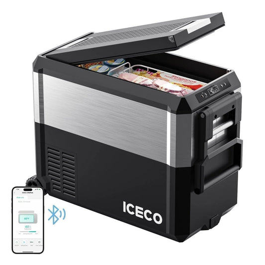 JP50 Pro Dual Zone Wheeled Portable Freezer With Cover - Silver | ICECO | 50 LT